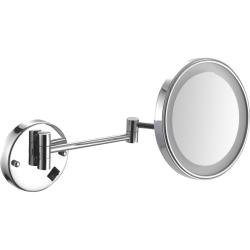 Настенное косметическое зеркало для ванной Vanity с регулировкой, увеличение х3, хром, с подсветкой, Nofer 08006.B Nofer