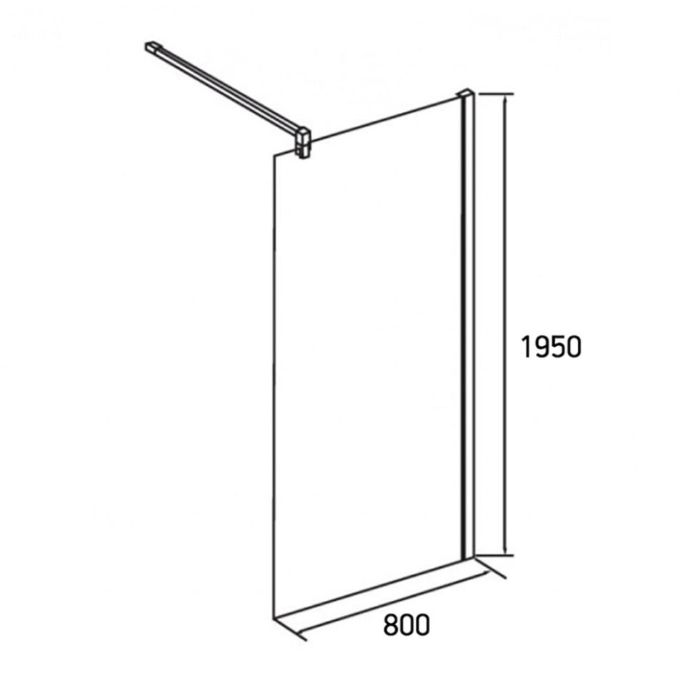 Душевая перегородка Walk-In Walk-In 80х195 см, рисунок рамка, 8 мм, черный  профиль, Paini