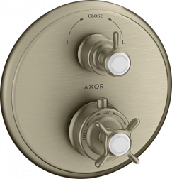Лицевая часть встраиваемого смесителя Montreux термостат, запорный клапан, вентиль крестовой, 2 функции, никель, Axor 16820820 Axor