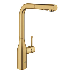 Смеситель для кухни с выдвижной лейкой Essence матовый, золото, Grohe 30270GN0 Grohe