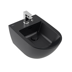 Биде Antao 37,5х56 см, черный матовый, CeramicPlus, подвесное, без крышки, Villeroy&Boch 541100R7 Villeroy&Boch