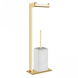 Ёршик Eleganza матовый, белый стакан, с держателем бумаги, золото, Gessi 46553-087 Gessi