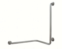Поручень Nofer с тремя точками опоры, матовый. вертикальный поручень справа. горизонтальный слева, цвет стальной, угловой, Nofer 15050.S Nofer