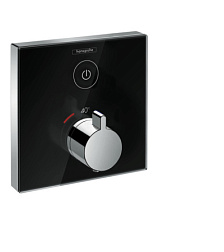 Встраиваемый в стену смеситель без излива Shower Select Glass термостат, черный/хром, 1 функция, чёрный цвет, термостат, Hansgrohe 15737600 Hansgrohe