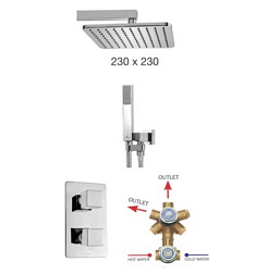 Готовый набор для душа (без излива) Cosmo easy-clean, 1 режим верхней лейки, 1 режим ручной лейки, 23 см, square, 5 функций, Bossini M00757.030 Bossini
