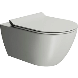 Подвесной унитаз Pura 36х55 см, глазуровка dual glaze+, цвет матовый cenere, безободковый, без сиденья, тихий смыв, GSI 8815FR517 GSI