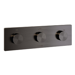 Встраиваемый в стену смеситель без излива Pushtronic 2 функции, оружейная сталь, термостат, Kludi 38300N2-00 Kludi