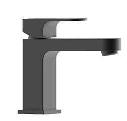 Смеситель для умывальника Gillo матовый, неповоротный излив, чёрный цвет, с донным клапаном, Bossini Z00704.073 Bossini