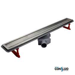 Дренажный желоб Connfluo Premium Line 55х5,2 см, полая под плитку, хром матовый, сифон с горизонт. выпуском, без решетки, Pestan 13100003 Pestan