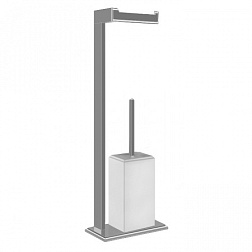 Ёршик Eleganza белый стакан, с держателем бумаги, цвет стальной, Gessi 46553-149 Gessi