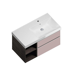Модуль под раковину Cubo 87,8х47х47,5 см, розовый матовый/древесная, для раковины со столешницей слева, Kerama Marazzi CU.90rh\MAL Kerama Marazzi