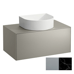 Модуль под раковину Sonar 77,7х45,7х34,1 см, титан / nero marquina (керамическая столешница), с отверстием в центре, система push-to-open, Laufen 4.0541.1.034.142.1 Laufen