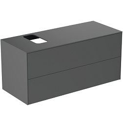 Модуль под раковину Conca 120х50,5х55 см, вырез в столешнице под заказ, антрацит матовый, система push-to-open, Ideal Standard T3944Y2 Ideal Standard