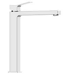 Высокий смеситель на столешницу Aki 29,8 см, до излива 25 см, неповоротный излив, с донным клапаном, Bossini Z00709.030 Bossini