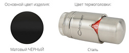 Терморегулятор правый, матовый черный/сталь, Сунержа 31-1422-6205 Сунержа