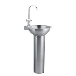 Подвесная раковина Nofer 42,6х51х81 см, дизайнерская с пьедесталом, нержавеющая сталь, с отв. под смеситель, Nofer 13063.S Nofer
