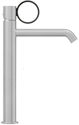 Высокий смеситель на столешницу Vivienne Signature 23,4 см, матовый, ручка черная, неповоротный излив, без донного клапана, Jacob Delafon E38683-LB2-G Jacob Delafon