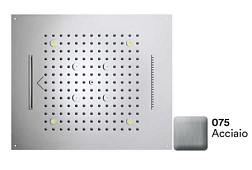 Лейка верхнего душа Dream с 4 режимами струи и хромотерапией (встраиваемая в потолок), 57 см, square, стальной цвет, без держателя, Bossini H38908.075 Bossini