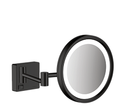 Настенное косметическое зеркало для ванной AddStoris матовый, цвет черный, с подсветкой, Hansgrohe 41790670 Hansgrohe