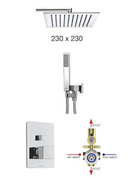 Готовый набор для душа (без излива) Cosmo easy-clean, 1 режим верхней лейки, 1 режим ручной лейки, 23 см, square, 2 функции, Bossini M00754.030 Bossini