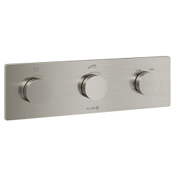 Встраиваемый в стену смеситель без излива Pushtronic брашированный, 2 функции, никель, термостат, Kludi 38300N5-00 Kludi