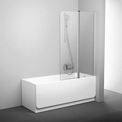 Шторка для ванны CVS2 100х150 см, левая, сатин+стекло transparent, прозрачная, поворотная, профиль сатин, Ravak 7QLA0U00Z1 Ravak
