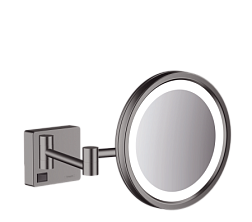 Настенное косметическое зеркало для ванной AddStoris шлифованное, цвет черный, с подсветкой, Hansgrohe 41790340 Hansgrohe