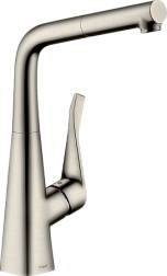 Смеситель для кухни с выдвижной лейкой Metris M71 стальной цвет, Hansgrohe 73812800 Hansgrohe