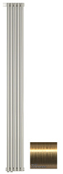 Отопительный дизайн-радиатор Эстет 22,5х180 см, 5 секций, левый, состаренная латунь, однорядный коаксиальный, Сунержа 051-0320-1805 Сунержа