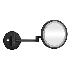 Настенное косметическое зеркало для ванной Dark круглое, d20см, цвет черный, с подсветкой, Bemeta 112101140 Bemeta