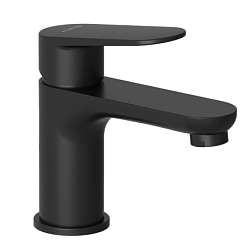 Смеситель для умывальника X1 матовый, высота до излива 7,5см, неповоротный излив, чёрный цвет, без донного клапана, Kludi 322903975 Kludi