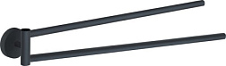 Рожковый полотенцедержатель Eros 35 см, нержавеющая сталь, матовый, двойной, цвет черный, поворотный, Gedy 2323(14) Gedy
