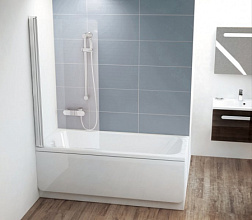 Шторка для ванны CVS1 80х150 см, левая, сатин+стекло transparent, прозрачная, поворотная, Ravak 7QL40U00Z1 Ravak