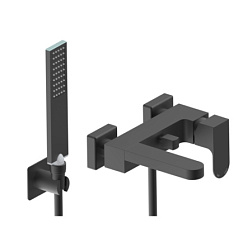 Настенный смеситель Gillo неповоротный излив, лейка в комплекте, чёрный цвет, Bossini Z00728.073 Bossini