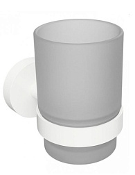 Настенный стакан White цвет белый, с держателем, Bemeta 104110014 Bemeta