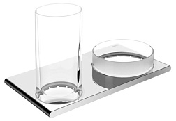 Настенный стакан Edition 400 двойной, со стаканом и чашей для мелочей, хром, с держателем, Keuco 11554019000 Keuco