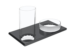 Настенный стакан Edition 400 стакан и чаша для мелочей, цвет черный, с держателем, Keuco 11554139000 Keuco