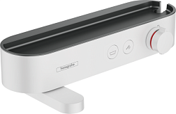 Настенный смеситель Shower Tablet матовый, поворотный излив, с выходом на душ (без лейки), белый цвет, термостат, Hansgrohe 24340700 Hansgrohe
