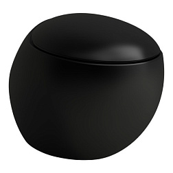 Подвесной унитаз Alessi One 39х58,5 см, с покрытием LLC, черный матовый, безободковый, без сиденья, Laufen 8.2097.1.716.000.1 Laufen