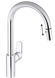 Смеситель для кухни с выдвижной лейкой July+ 2 режима, холодный старт, Jacob Delafon E35687-4-CP Jacob Delafon