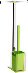 Напольная стойка Rainbow бумагодержатель двойной/пластиковый ерш, хром / зеленый, крепеж без сверления, Gedy RA32(04) Gedy