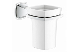 Настенный стакан Grandera хром / белый, с держателем, Grohe 40626000 Grohe