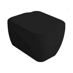 Подвесной унитаз Henges 38х55 см, черный матовый, безободковый, без сиденья, Simas HE18 nero matt Simas