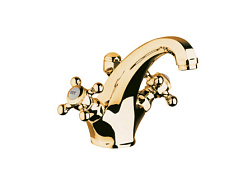 Смеситель для умывальника Adlon высота излива 12, 5 см, неповоротный излив, золото, с донным клапаном, Kludi 510104520 Kludi