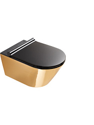 Подвесной унитаз Gold & Silver 35х55 см, черный+золото, безободковый, без сиденья, тихий смыв, Catalano 1VS55NRNO Catalano
