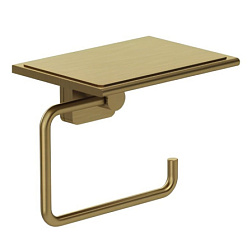 Держатель туалетной бумаги Vela S с полкой, брашированное, золото, Kludi 25971N0 Kludi