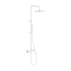 Душевая система без излива белый вельвет, 1 режим ручной лейки, 25 см, round, белый цвет, термостат, верхний душ, с лейкой, Ravak X070495 Ravak