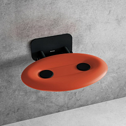Сиденье для душа OVO-P II цвет конструкции: черный, цвет сиденья: прозрачно-оранжевый, Ravak B8F0000058 Ravak