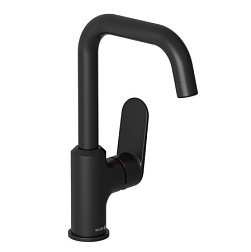 Высокий смеситель на столешницу X1 20,5 см, матовый, управление сбоку, поворотный излив, чёрный цвет, без донного клапана, Kludi 320283975 Kludi