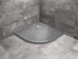 Поддон Doros A Stone 90х90х4,5 см, антрацит, акриловый, четверть круга, Radaway SDRA9090-01-64S Radaway